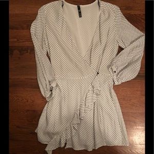 Zara White & Black polka dot ruffle romper
